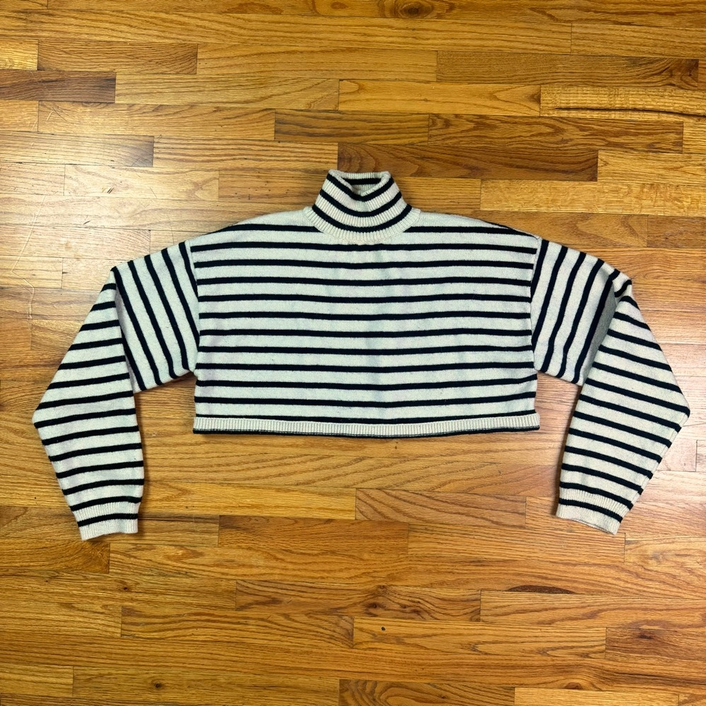 Stripped cropped turtle neck sweater
